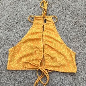 Zara large jacquard halter keyhole top.